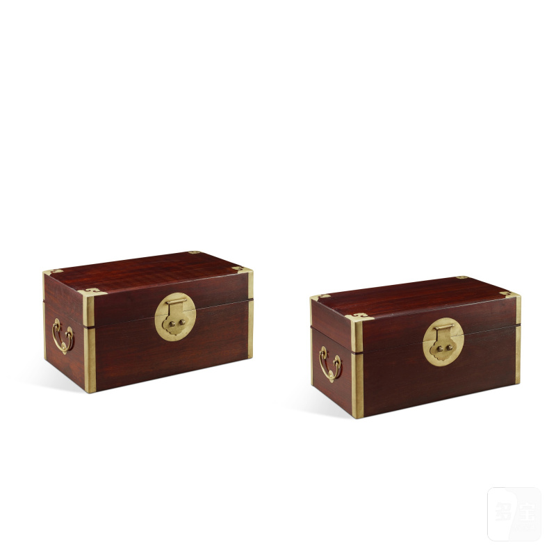 A pair of zitan boxes and covers, Qing dynasty, 18th century | 清十八世紀 紫檀小箱一對 - 图3